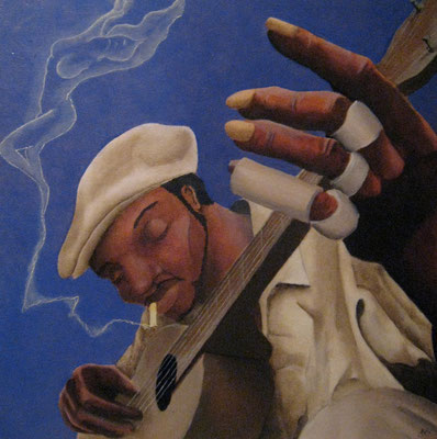 "Bluesman" - acrylique, huile sur toile