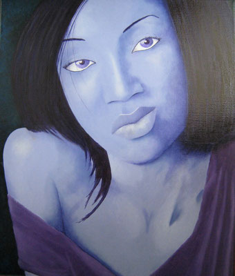 "Blue Woman" -  acrylique, huile sur toile