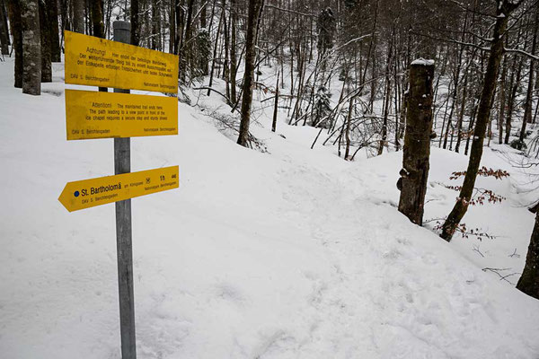 Auf dem Weg zur Eiskapelle endet heir der offizielle Wanderweg, Nationalpark Berchtesgaden