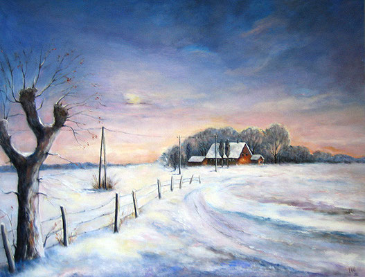 Winter am Niederrhein 80x100cm Acryl auf Maltuch