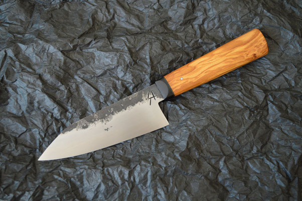#384 Mini-santoku 135Cr3, olivier & ébène, 140mm