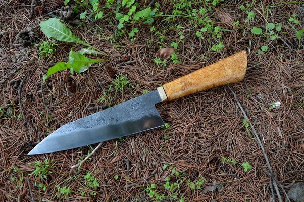 Cuisine #556, gyuto ApexUltra, laiton & loupe d'érable, 210mm