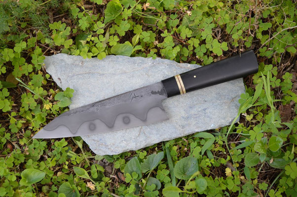 Cuisine #882, gyuto 26C3, ébène & laiton, 190mm