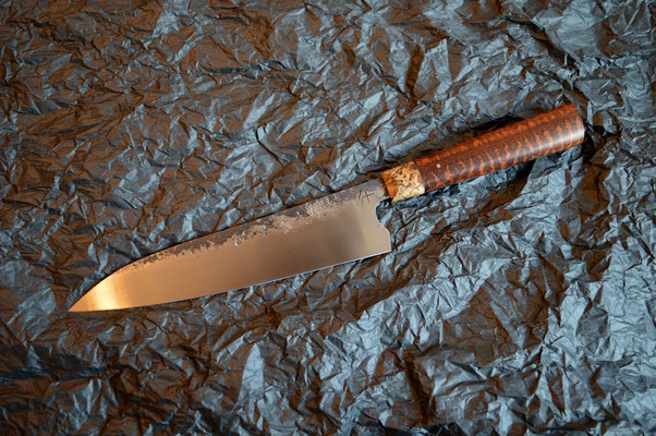 #418, gyuto 135Cr3, amourette et hêtre échauffé 225mm