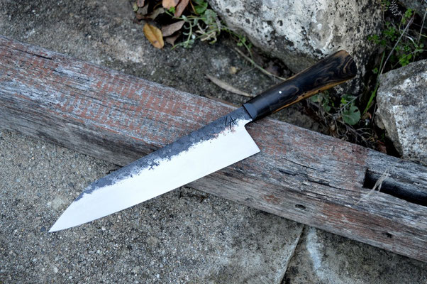Cuisine #380, gyuto 135Cr3, corne de buffle & ébène royal, 210mm