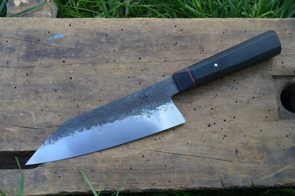 Cuisine #714, gyuto 135Cr3 & ébène du Gabon, 195mm
