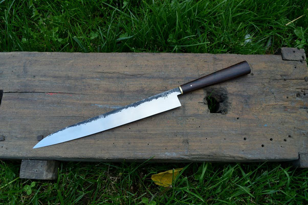 Cuisine #469, sujihiki 135Cr3, laiton & palissandre de Bahia, 295mm