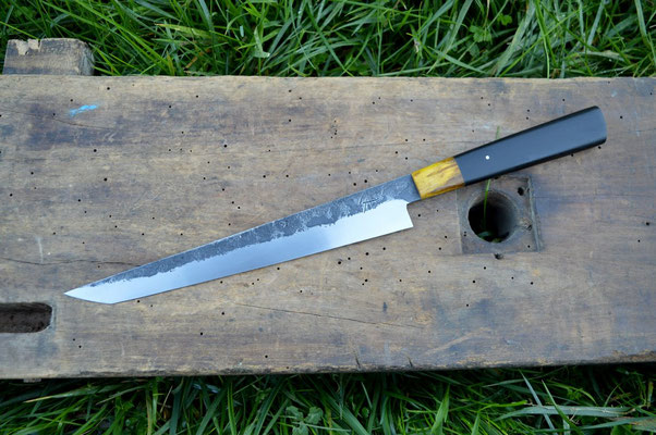 Cuisine #663, sakimaru 135Cr3, hêtre échauffé & ébène du Gabon, 250mm