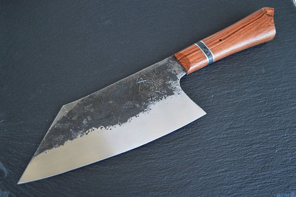 Cuisine #687, gros éminceur 135Cr3, carbone & palissandre du Honduras, 200mm