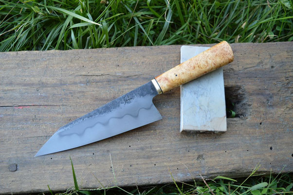 Cuisine #836, Gyuto 135Cr3, loupe de surreau & laiton, 195mm