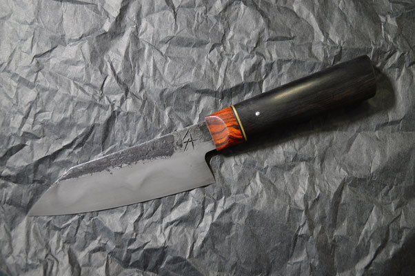 #360, Mini-santoku 135Cr3, ébène noir & bois de fer