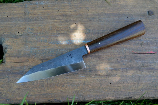 Cuisine #527, Bunka 135Cr3, chêne des marais & cuivre, 140mm