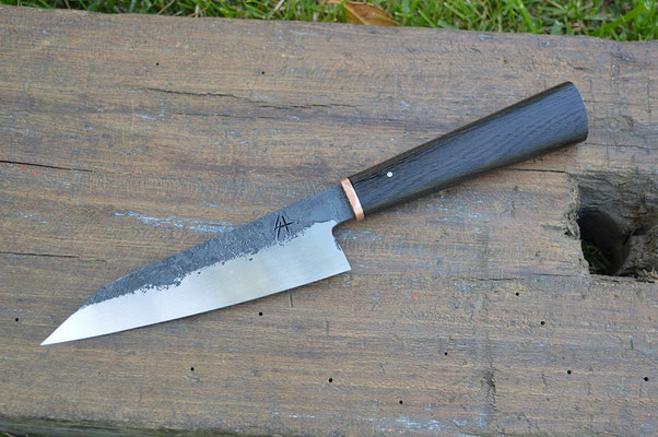 Cuisine #521, mini gyuto 135Cr3, cuivre & chêne des marais, 150mm