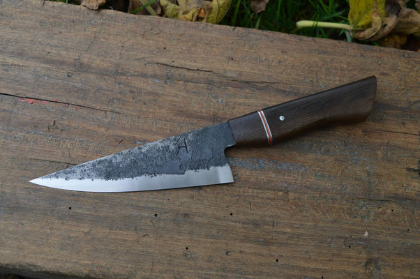 Cuisine #849, Demi-chef 135Cr3, chêne des marais & inox, 150mm