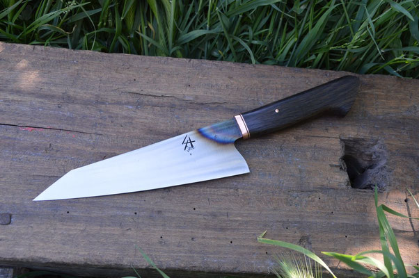 Cuisine #816, gyuto 135Cr3, chêne des marais & cuivre, 205mm