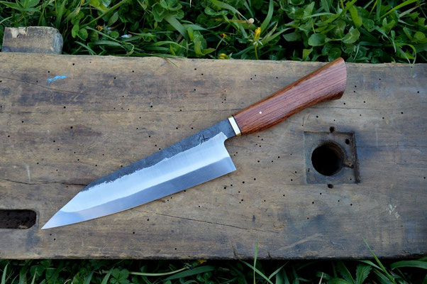 Cuisine #491, gyuto 135Cr3, palissandre du Honduras & laiton, 210mm