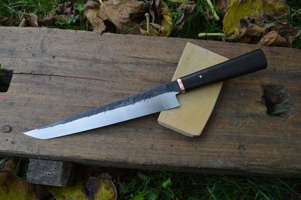 Cuisine #853, sakimaru 135Cr3, chêne des marais & cuivre, 235mm