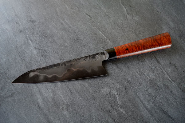 #412, gyuto 135Cr3, ébène noir & curly gidgee, 220mm