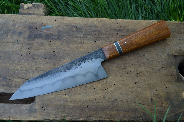 Cuisine #716, gyuto 135Cr3, ipé, fibre de carbone & inox, 195mm