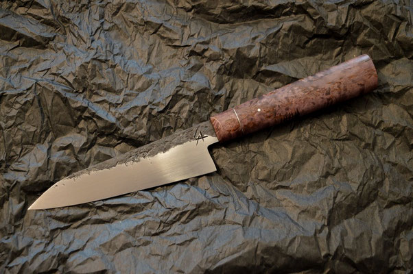 #417, petty 135Cr3, bouleau madré teinté & inox 130mm
