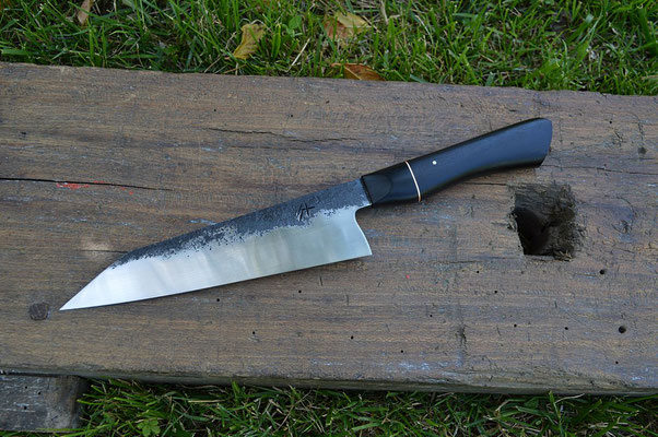 Cuisine #514, gyuto 135Cr3 ébène du gabon & cuivre, 210mm