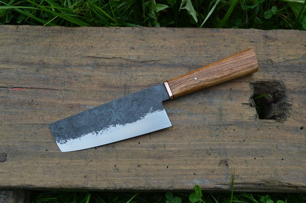 Cuisine #777, Nakiri 13Cr3, palissandre d'Afrique & laiton, 145mm