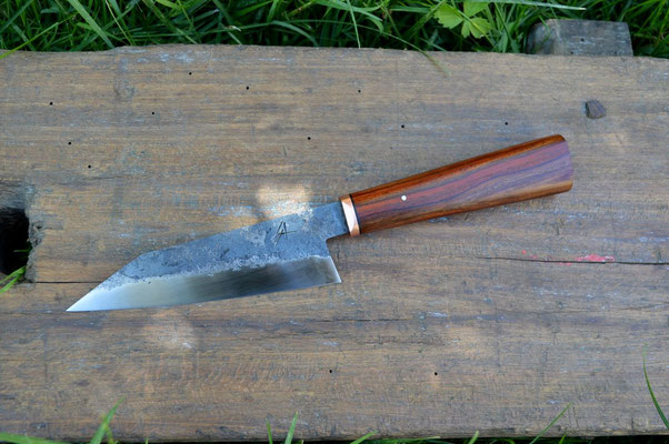 Cuisine #542, petit bunka 135Cr3, laiton & cocobolo, 145mm