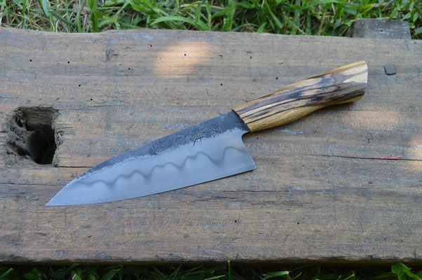 Cuisine #831, gyuto 135Cr3 & hêtre échauffé stabilisé, 190mm