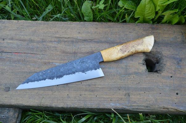 Cuisine #751, Gyuto 135Cr3 & loupe d'érable, 210mm