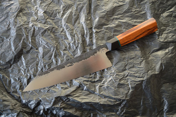 #357, gyuto 135Cr3, 23.5cm, bois de serpent & ébène noir