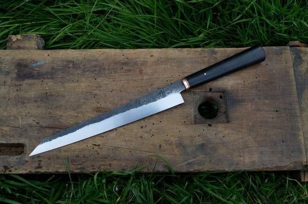 Cuisine #609, sujihiki 135Cr3, cuivre & ébène noir, 275mm