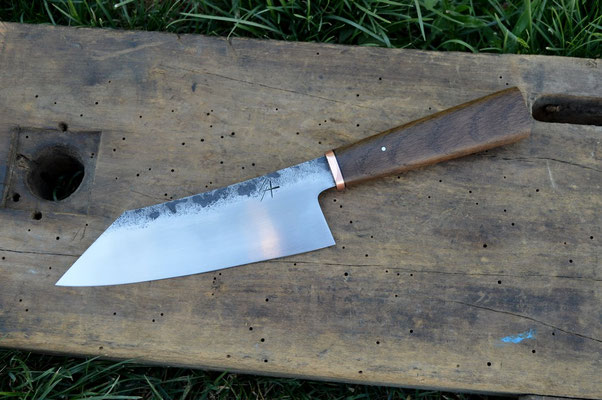 Cuisine #547, hakata 135Cr3, cuivre & chêne des marais, 175mm