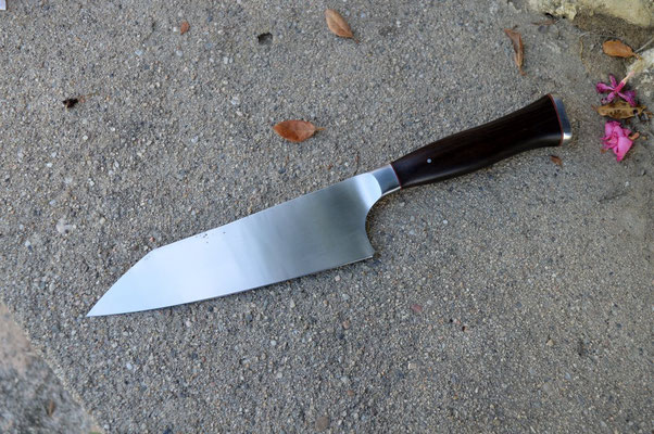 Cuisine #442, gyuto semi intégral 135Cr3 & grenadille, 190mm
