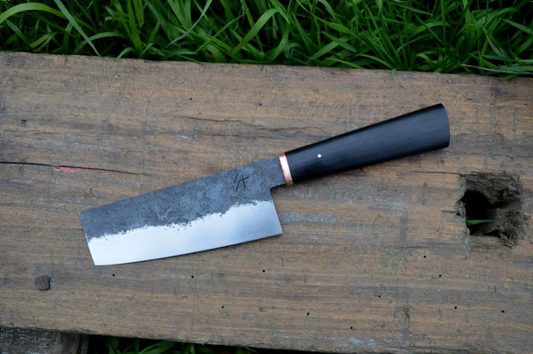 Cuisine #580, nakiri 135Cr3, ébène du Gabon & cuivre