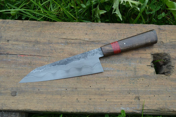 Cuisine #780, Gyuto 135Cr3, morta & bouleau madré bordeau, 195mm