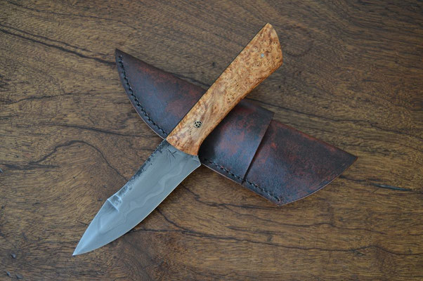 #98, chasse/fighter, loupe de frêne & rivet mosaïque