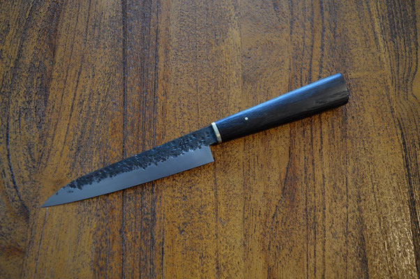 Cuisine #608, petty 135Cr3, laiton & chêne des marais, 160mm