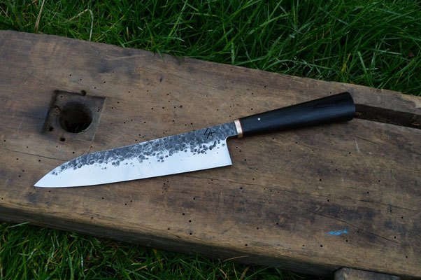 Cuisine #486, gyuto 135Cr3, bronze & chêne de marais, 210mm