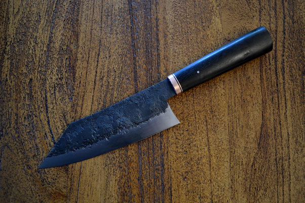 Cuisine #594, hakata 135Cr3, cuivre & ébène noir, 165mm