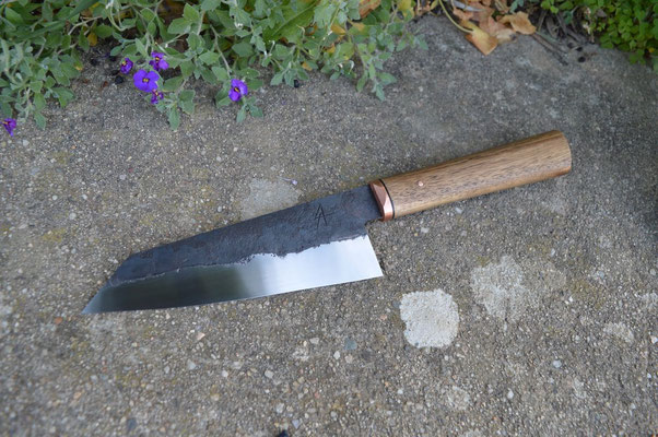 Cuisine #706, bunka 135Cr3, cuivre & noyer, 160mm