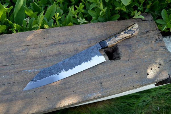   Cuisine #503, gyuto 135Cr3 & hêtre échauffé, 225mm