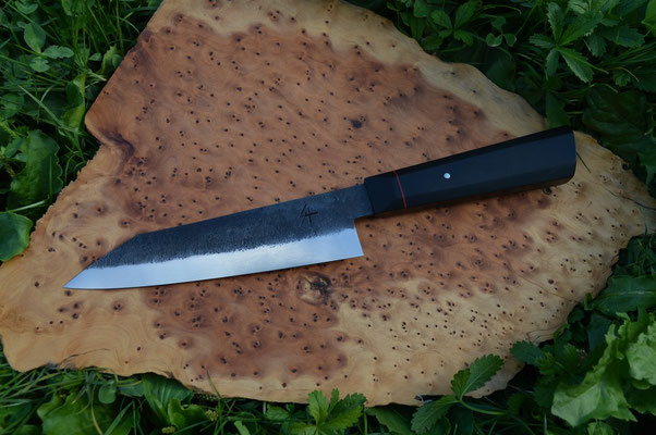 Cuisine #554, gyuto 14C28N & ébène du Gabon, 185mm