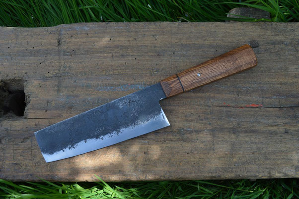 Cuisine #613, nakiri 135Cr3 & chêne, 165mm