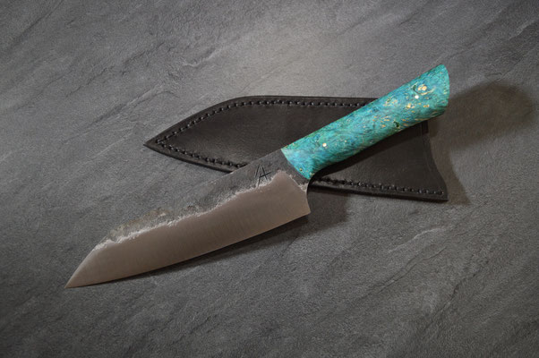#353, santoku 90mcv8 & loupe d'érable turquoise
