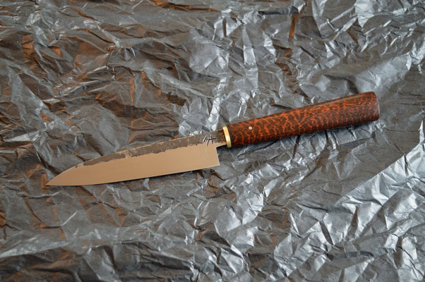 Cuisine #450, petty 135Cr3, laiton & amourette, 130mm