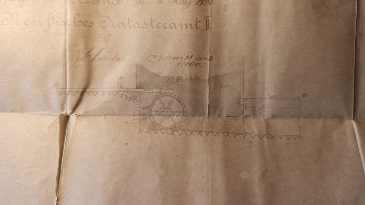 Detailzeichnung des Mühlrads, Anlage zum Antrag Wasserrecht von 1926