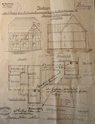 Erweiterung des Mühlengebäudes, Bauzeichnung 1934