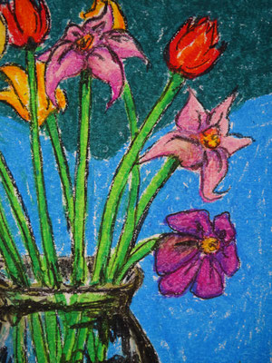 Ölpastell auf Papier, Frühling #1, Frühling-Reihe - Kunst von Hannah Abel, ABEL ART vom Niederrhein, Moers