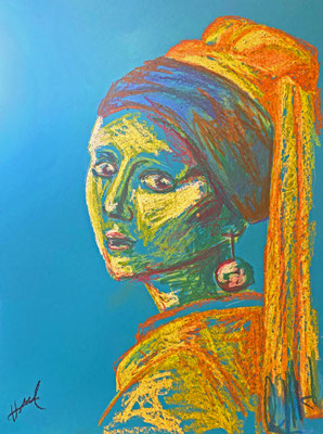 Ölpastell auf Karton, Motiv: PERLE - Kunst von Hannah Abel, ABEL ART vom Niederrhein, Moers