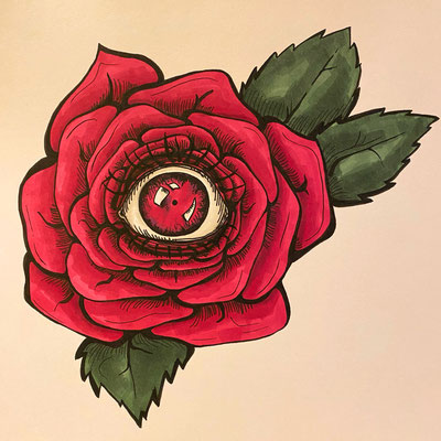 Marker auf Papier, Motiv: Rose - Kunst von Hannah Abel, ABEL ART vom Niederrhein, Moers